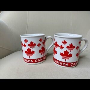 Vintage 1980s Canada Coffee Set Of 2 Cups Mugs